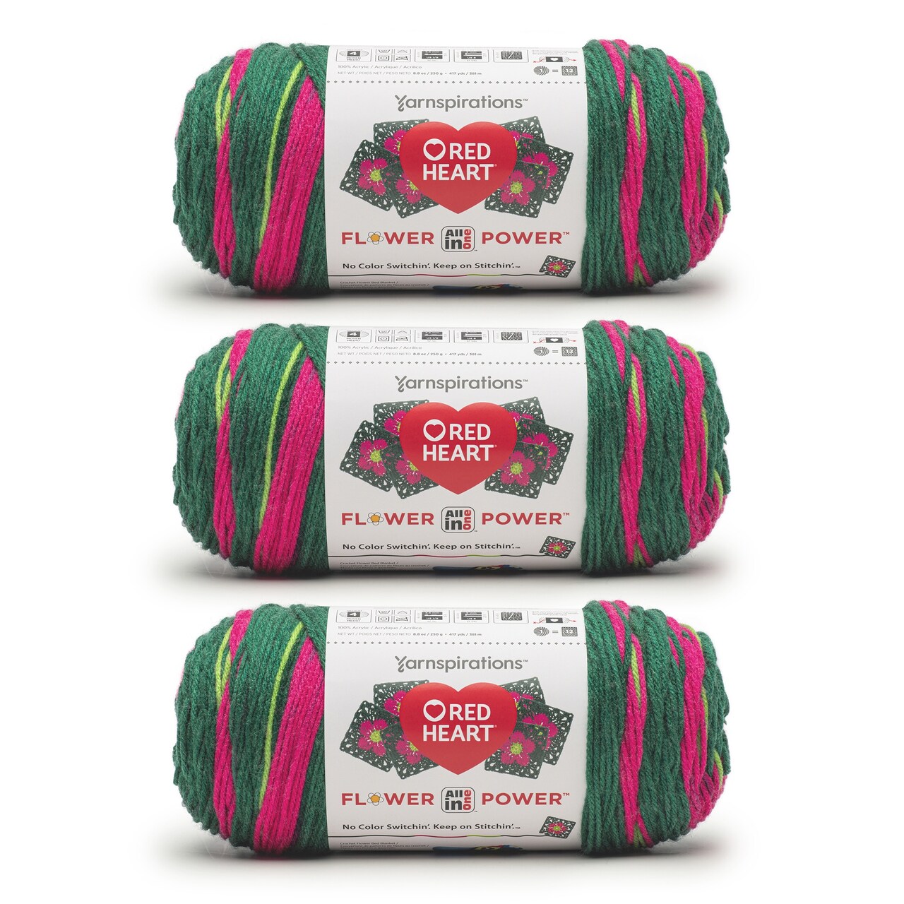 Red Heart All in ONE Flower Power Yarn 24 Pack-Hyacinth Bucket
